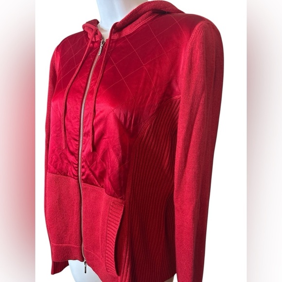 Bloomingdale’s Vintage Hoodie Sweater Red Silk Cashmere Women’s M - Picture 5 of 11